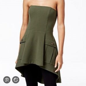 RACHEL Rachel Roy Olive Green High Low Corset Top